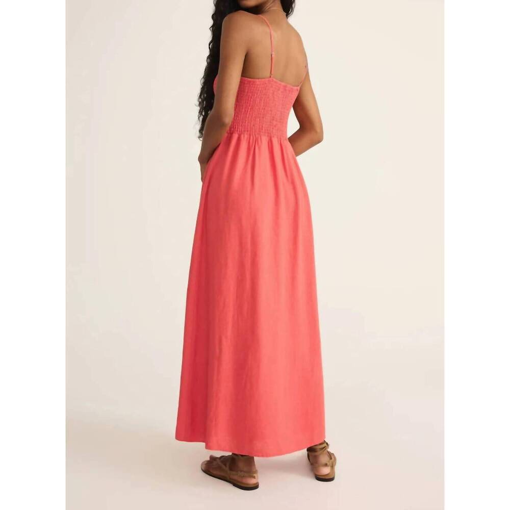 NEW Z SUPPLY bayside linen maxi dress in persimmon - Picture 4 of 8